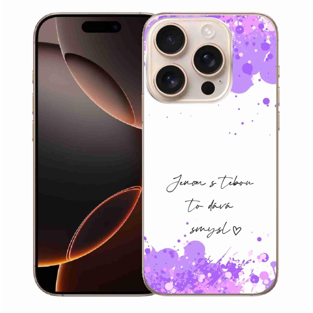 Gelový kryt mmCase na iPhone 16 Pro Max - zamilovaný text bílé pozadí