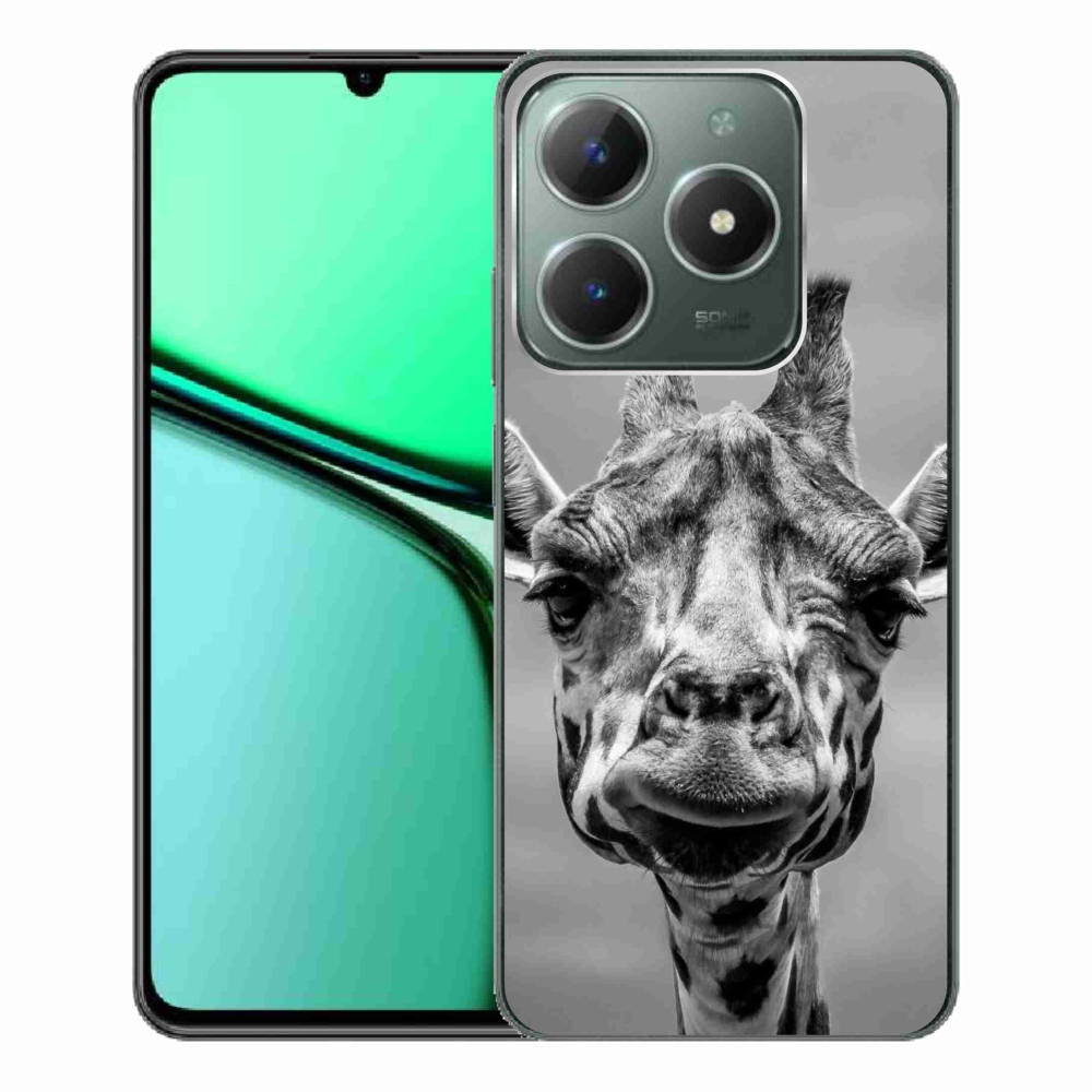 Gelový kryt mmCase na Realme C61 - černobílá žirafa