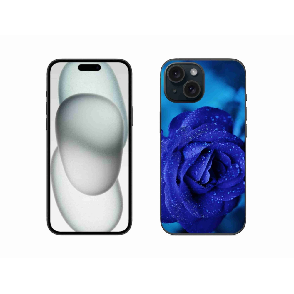 Gelový obal mmCase na iPhone 15 - modrá růže