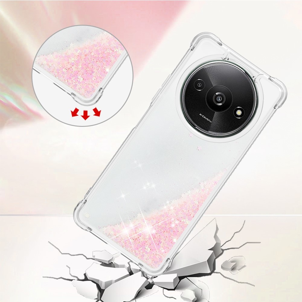 Glitter gelový přesýpací obal na Xiaomi Redmi A3 - růžový/hvězdičky
