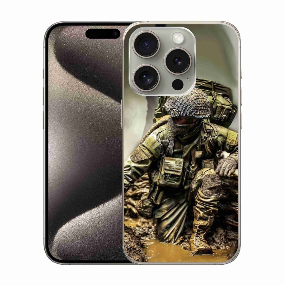 Gelový kryt mmCase na iPhone 15 Pro - voják