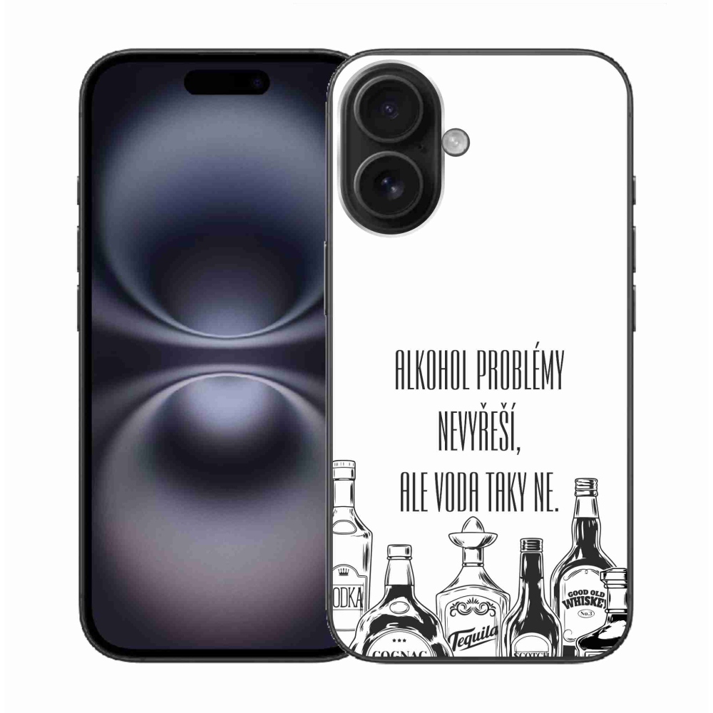 Gelový kryt mmCase na iPhone 16 - vtipný text bílé pozadí