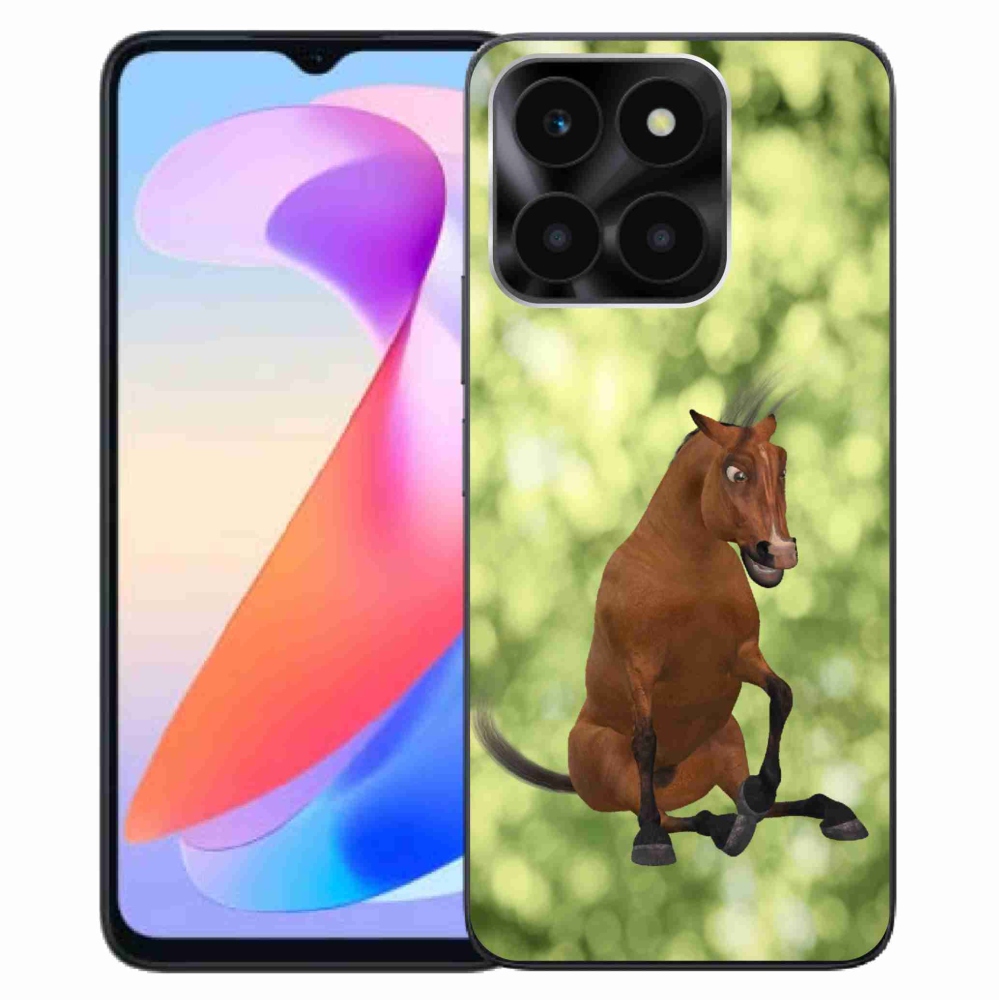 Gelový kryt mmCase na Honor X6a - hnědý kreslený kůň 1