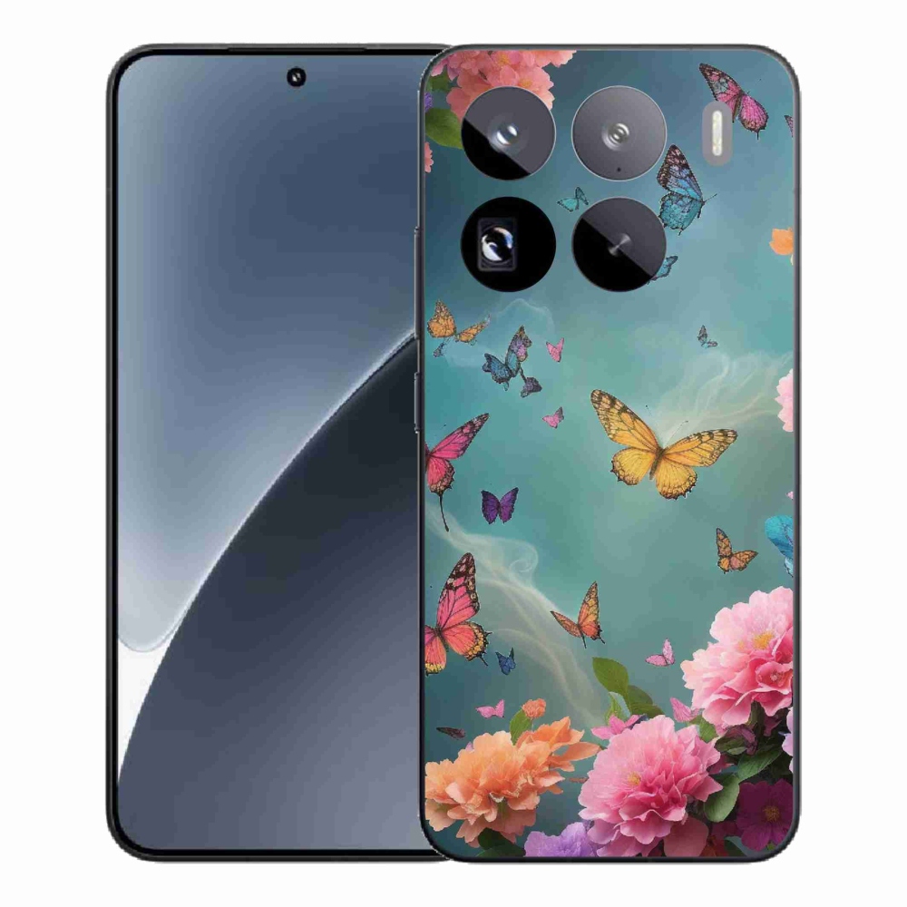 Gelový kryt mmCase na Xiaomi 15 Pro - barevné květy a motýli