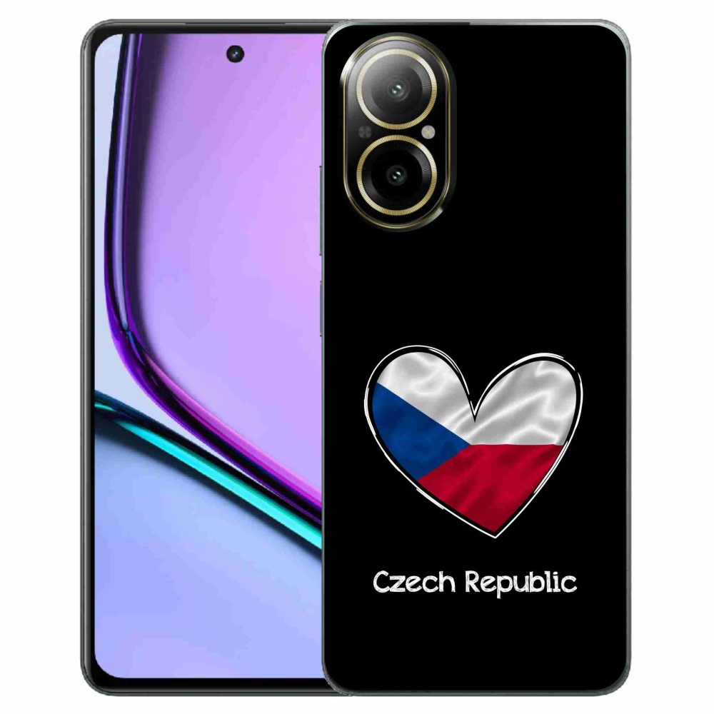 Gelový kryt mmCase na Realme C67 - vlajka srdce černé pozadí
