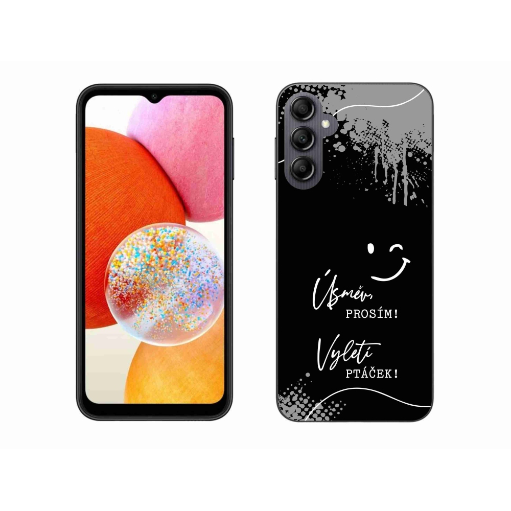 Gelový kryt mmCase na Samsung Galaxy A14 4G/5G - vtipný text 4 černé pozadí