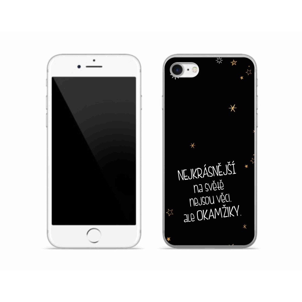 Gelový kryt mmCase na iPhone SE (2022) - citát 4 černé pozadí