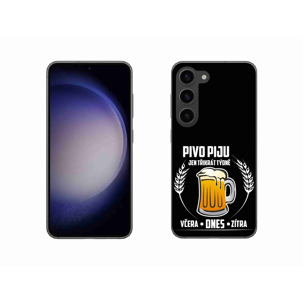 Gelový kryt mmCase na Samsung Galaxy S23 5G - pivní motiv černé pozadí
