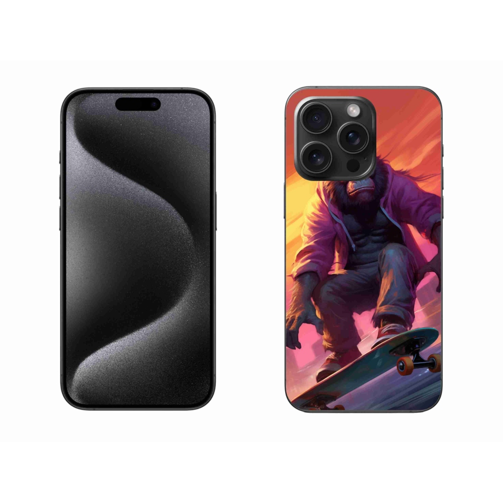 Gelový kryt mmCase na iPhone 15 Pro Max - gorila na skateboardu
