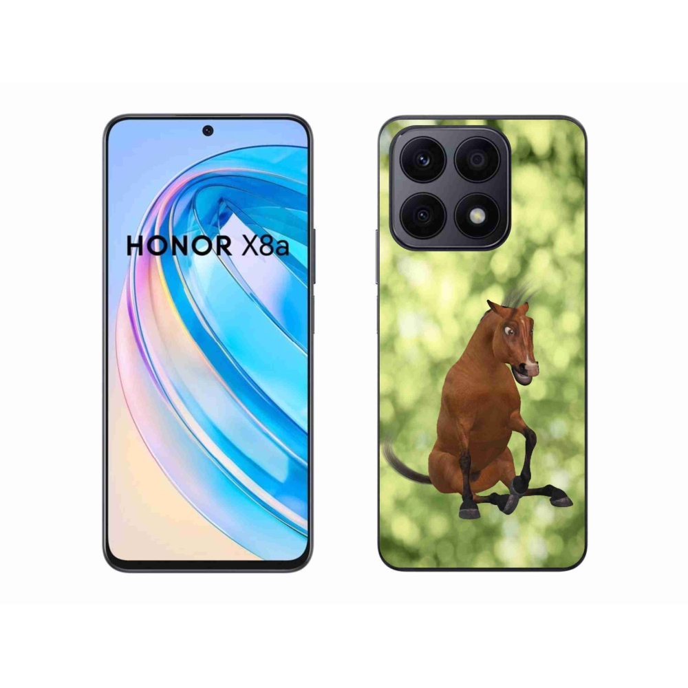 Gelový kryt mmCase na Honor X8a - hnědý kreslený kůň 1