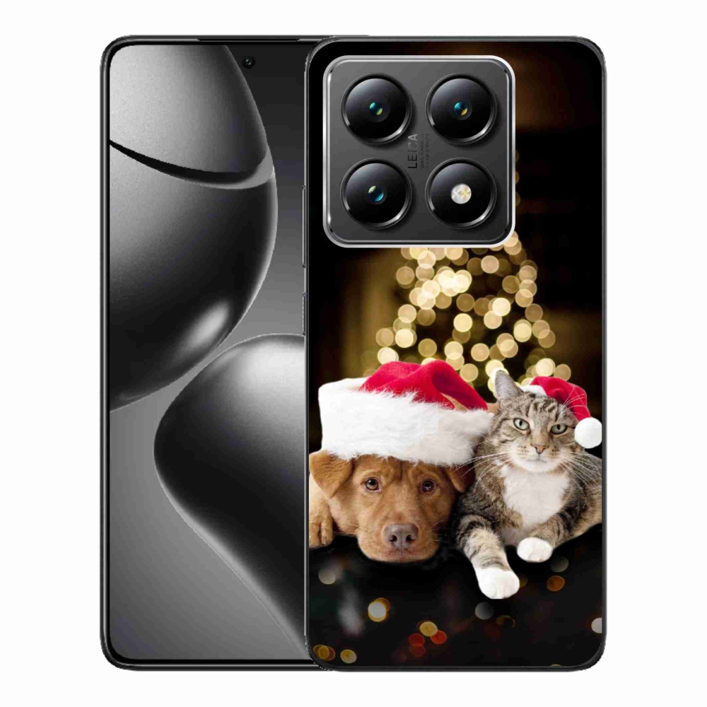 Gelový kryt mmCase na Xiaomi 14T - vánoční pes a kočka