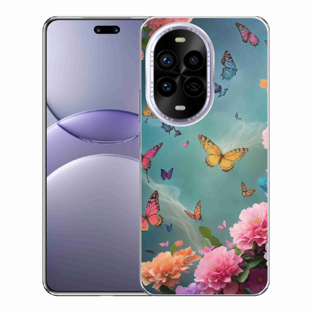 Gelový kryt mmCase na Huawei Nova 13 Pro 5G - barevné květy a motýli