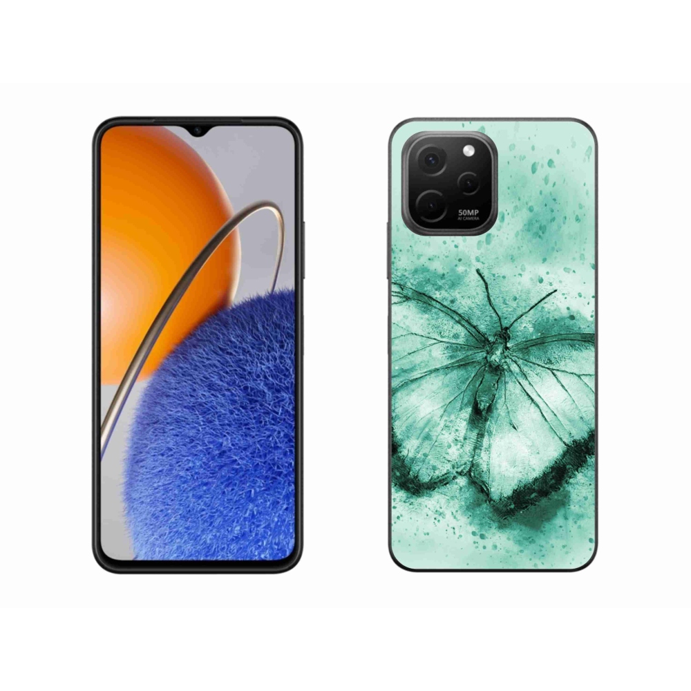 Gelový obal mmCase na Huawei Nova Y61 - zelený motýl