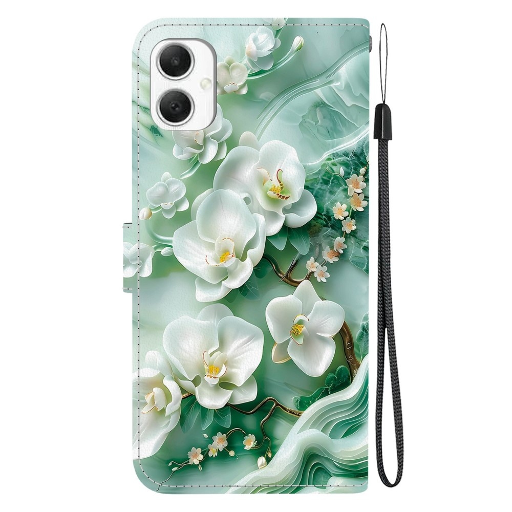 Versatile knížkové pouzdro na Samsung Galaxy A06 4G - bílé květy