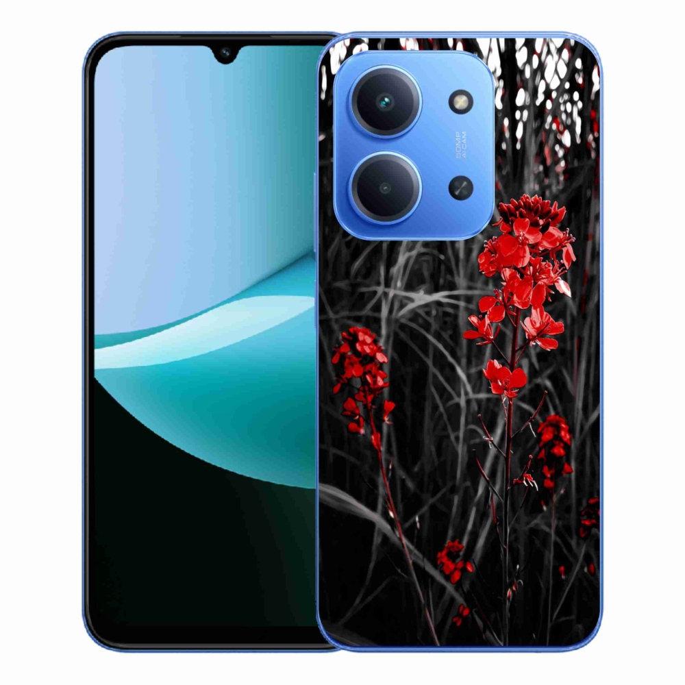 Gelový kryt mmCase na Xiaomi Redmi 15C 4G/5G (173mm) - červená rostlina