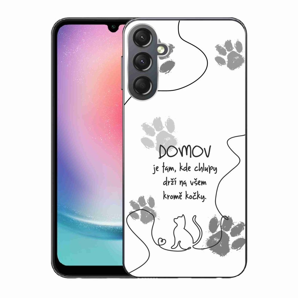 Gelový kryt mmCase na Samsung Galaxy A24 - kočičí motiv bílé pozadí