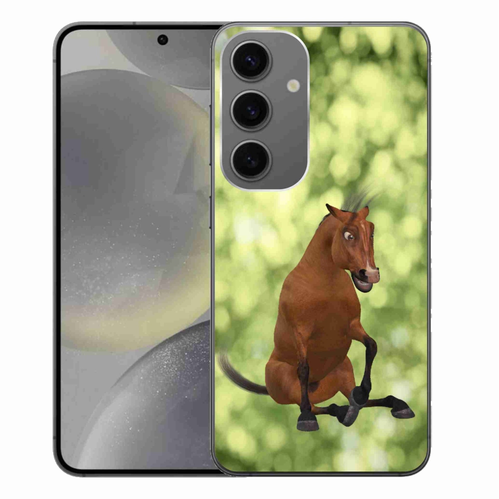 Gelový kryt mmCase na Samsung Galaxy S24+ - hnědý kreslený kůň 1