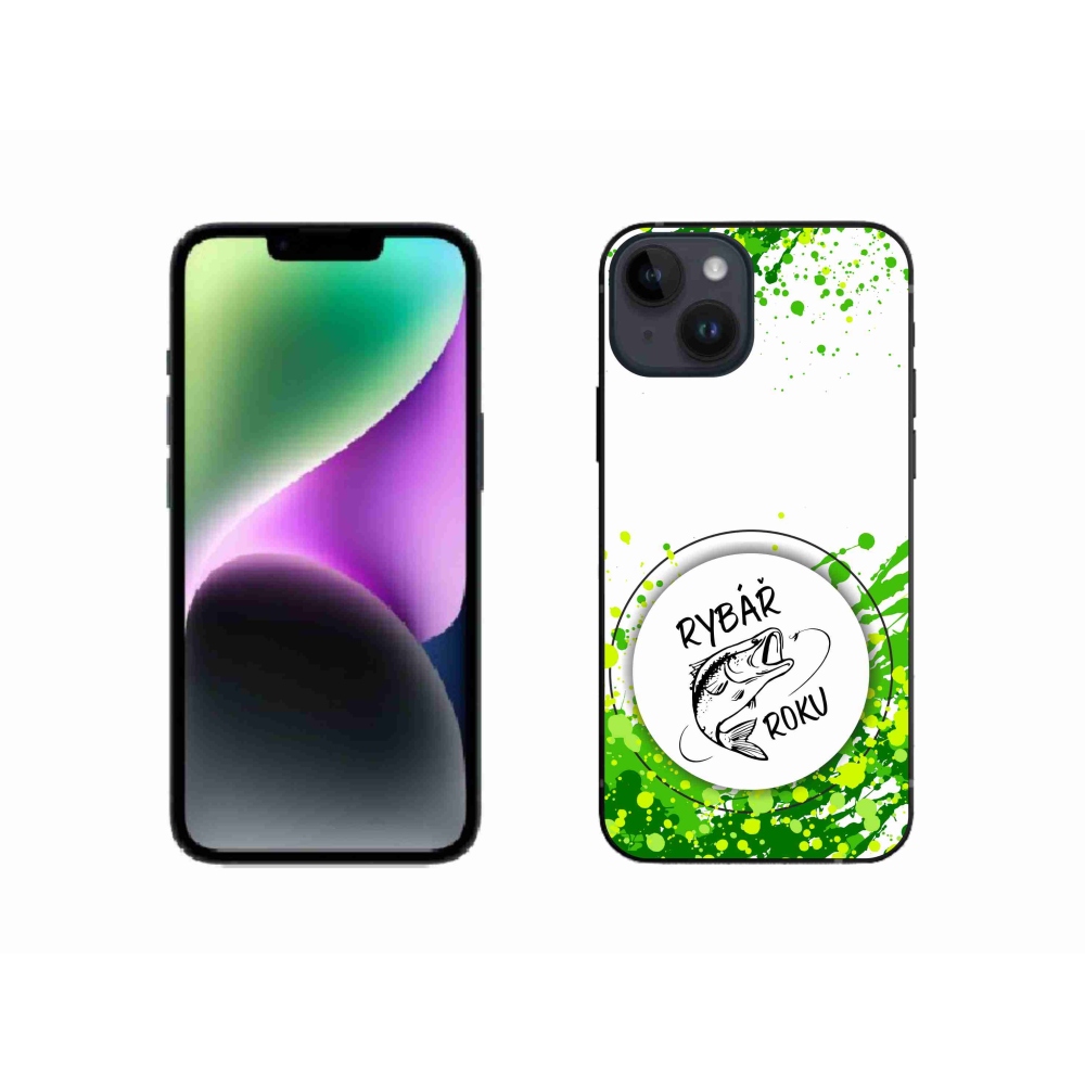 Gelový kryt mmCase na iPhone 14 - rybář roku bílé pozadí