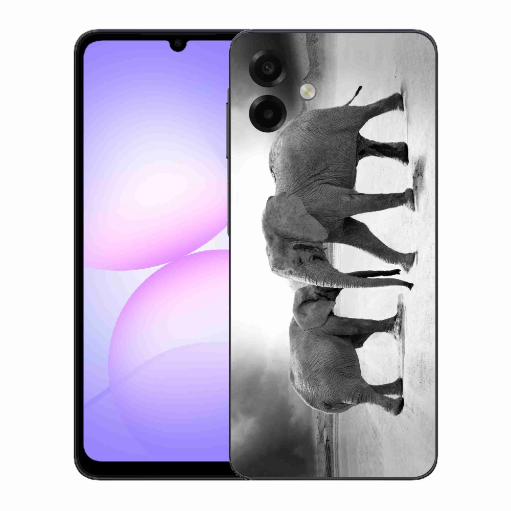 Gelový kryt mmCase na Samsung Galaxy A07 4G - černobílí sloni