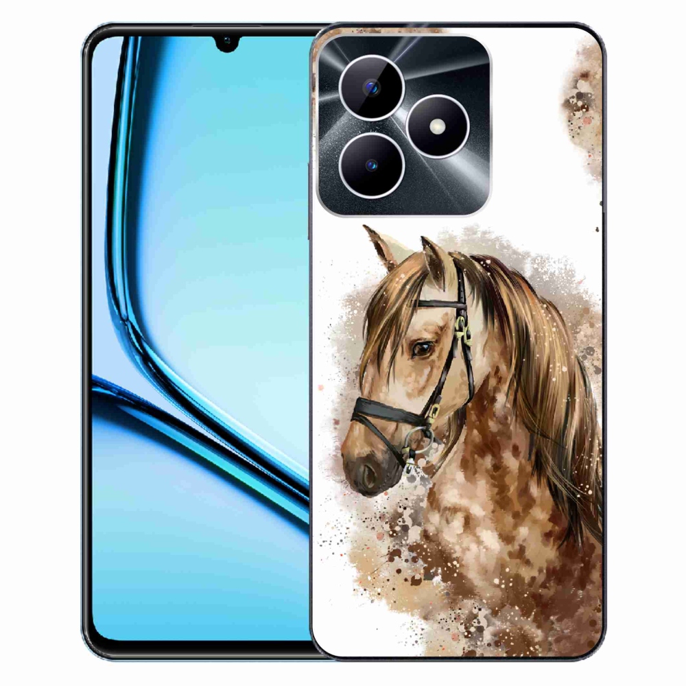 Gelový kryt mmCase na Realme Note 50 - hnědý kreslený kůň