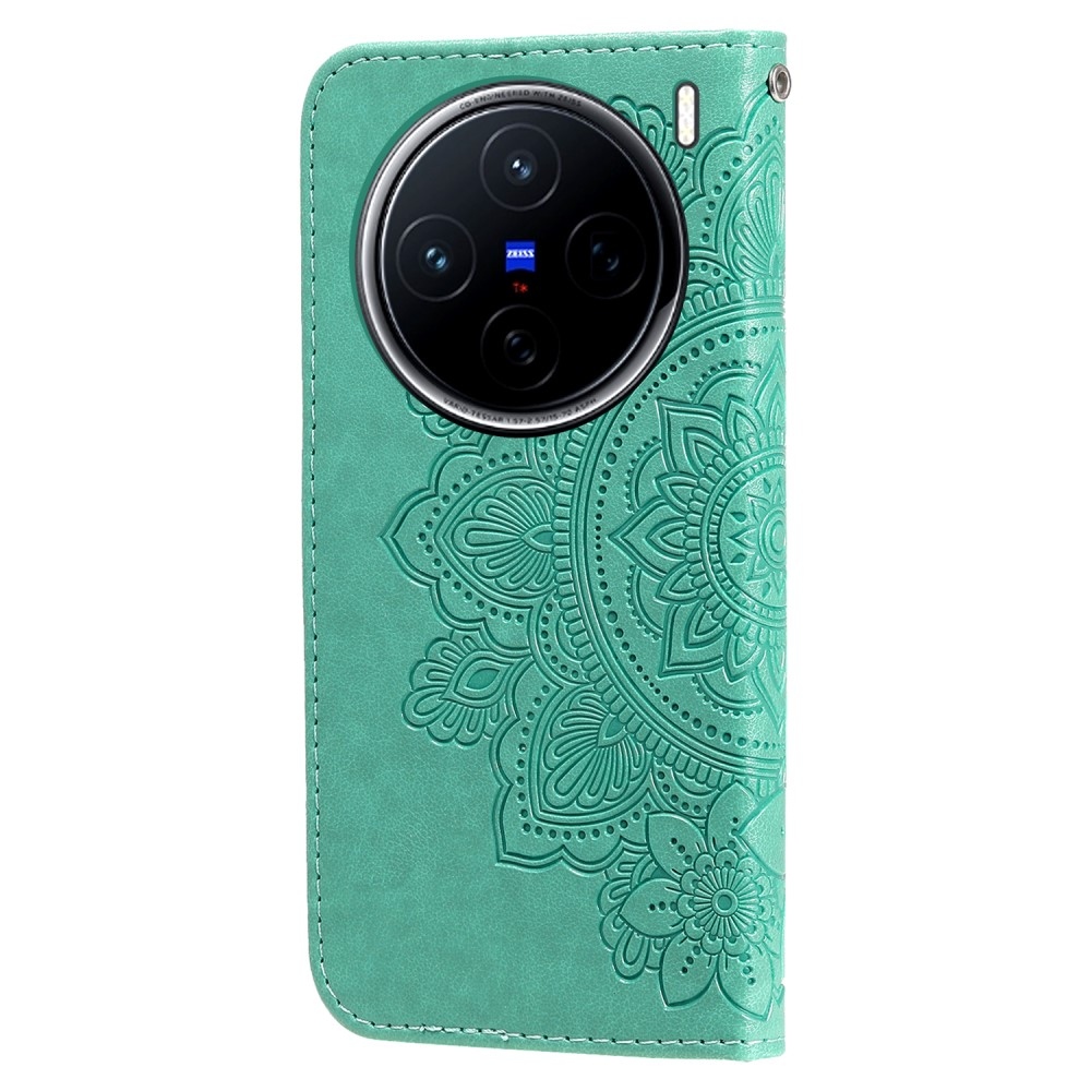 Mandala knížkové pouzdro na Vivo X200 5G - modrozelené