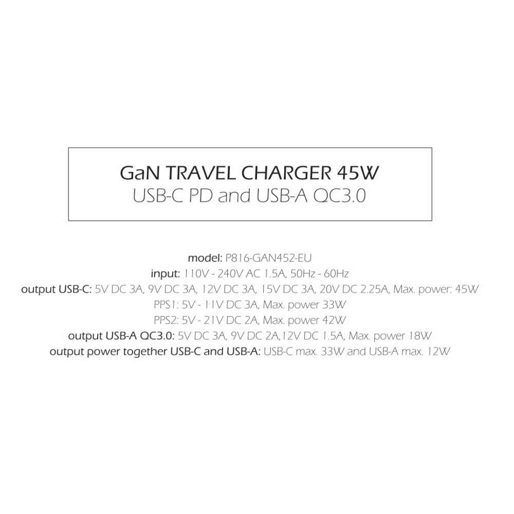 Nabíječka Swissten GaN 1x USB-C 45W PD + 1x USB-A 18W QC - černá