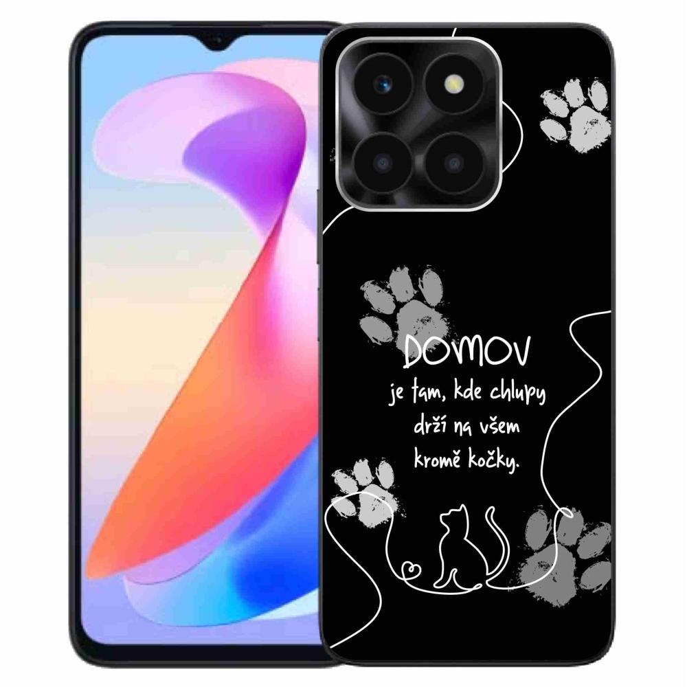 Gelový kryt mmCase na Honor X6a - kočičí motiv černé pozadí