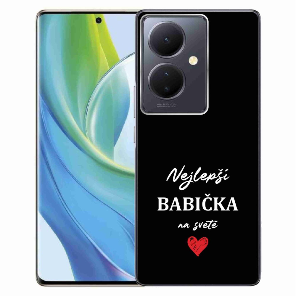 Gelový kryt mmCase na Vivo V29 Lite 5G - nejlepší babička 1 černé pozadí