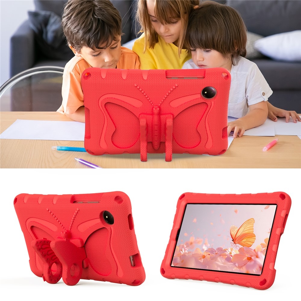 Kids Butterfly EVA odolné pouzdro s popruhem na tablet Xiaomi Redmi Pad SE 8.7 - červené