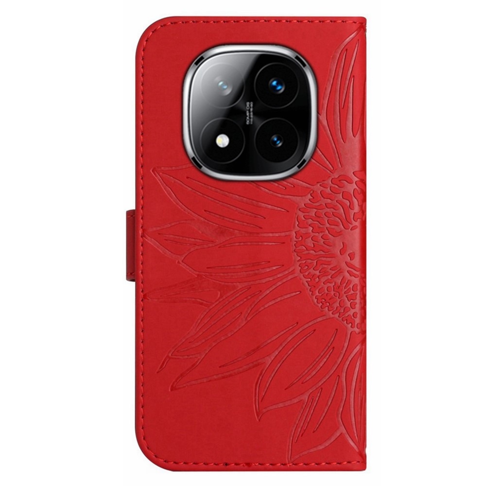 Sunflowers knížkové pouzdro na Xiaomi Redmi Note 14 Pro - červené