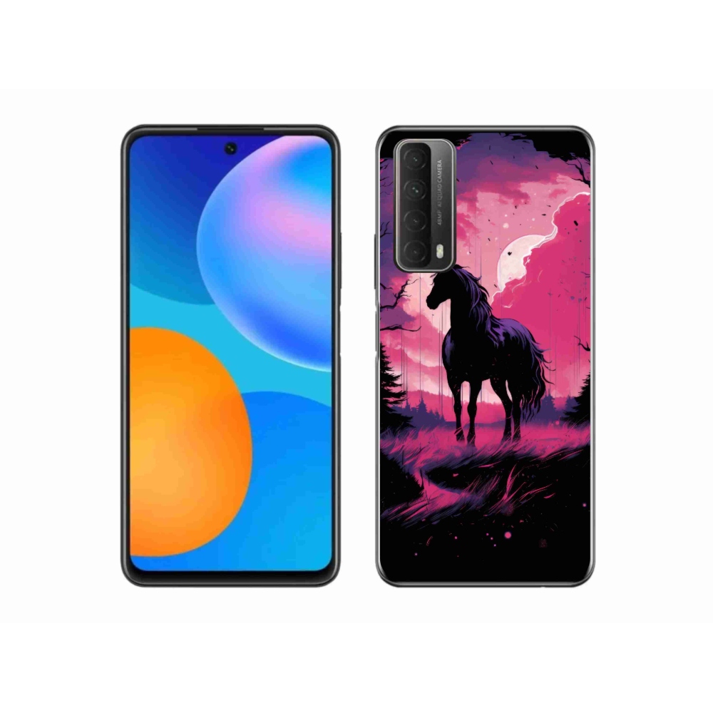 Gelový kryt mmCase na Huawei P Smart (2021) - černý kreslený kůň 1