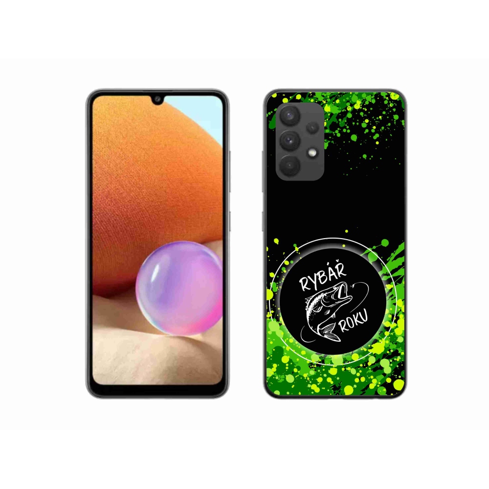 Gelový kryt mmCase na Samsung Galaxy A32 4G - rybář roku černé pozadí
