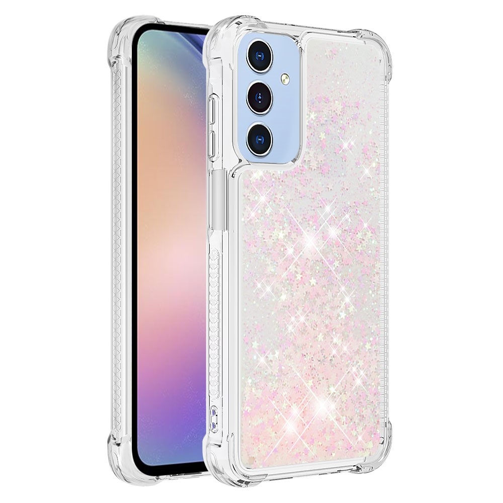 Glitter přesýpací gelový obal na Samsung Galaxy A26 5G - růžový/hvězdičky