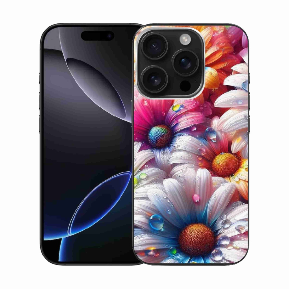 Gelový kryt mmCase na iPhone 16 Pro - barevné kopretiny