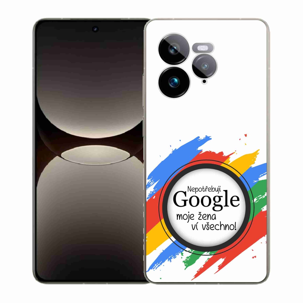 Gelový kryt mmCase na Realme GT 7 Pro 5G - žena ví všechno bílé pozadí