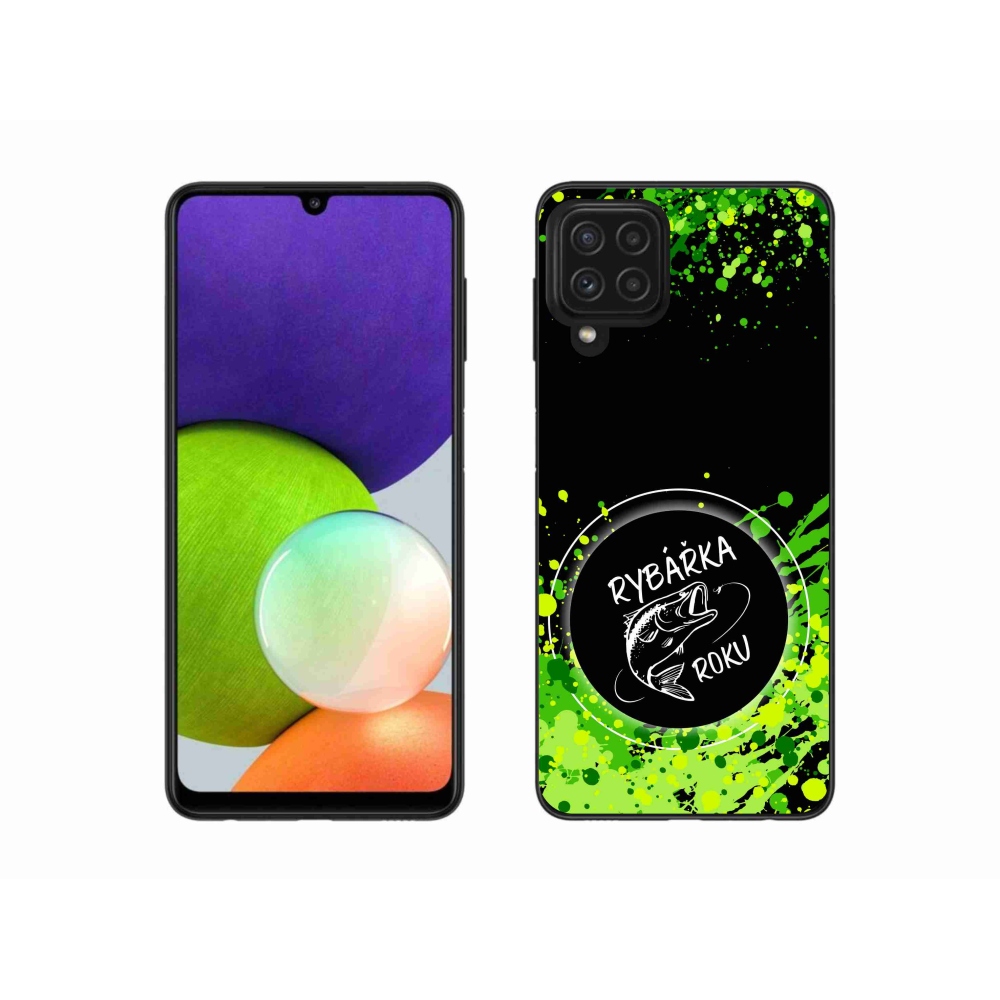 Gelový kryt mmCase na Samsung Galaxy A22 4G - rybářka roku černé pozadí