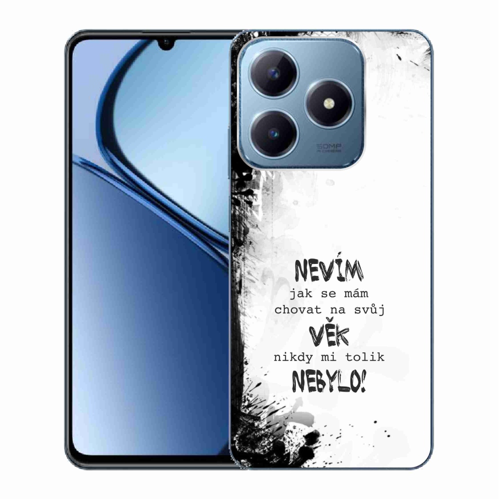 Gelový kryt mmCase na Realme C63 - vtipný text 14 bílé pozadí
