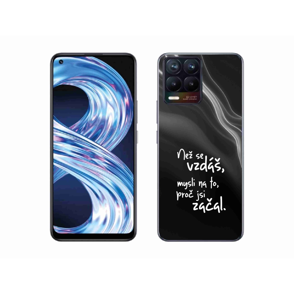 Gelový kryt mmCase na Realme 8 4G - citát 2 černé pozadí