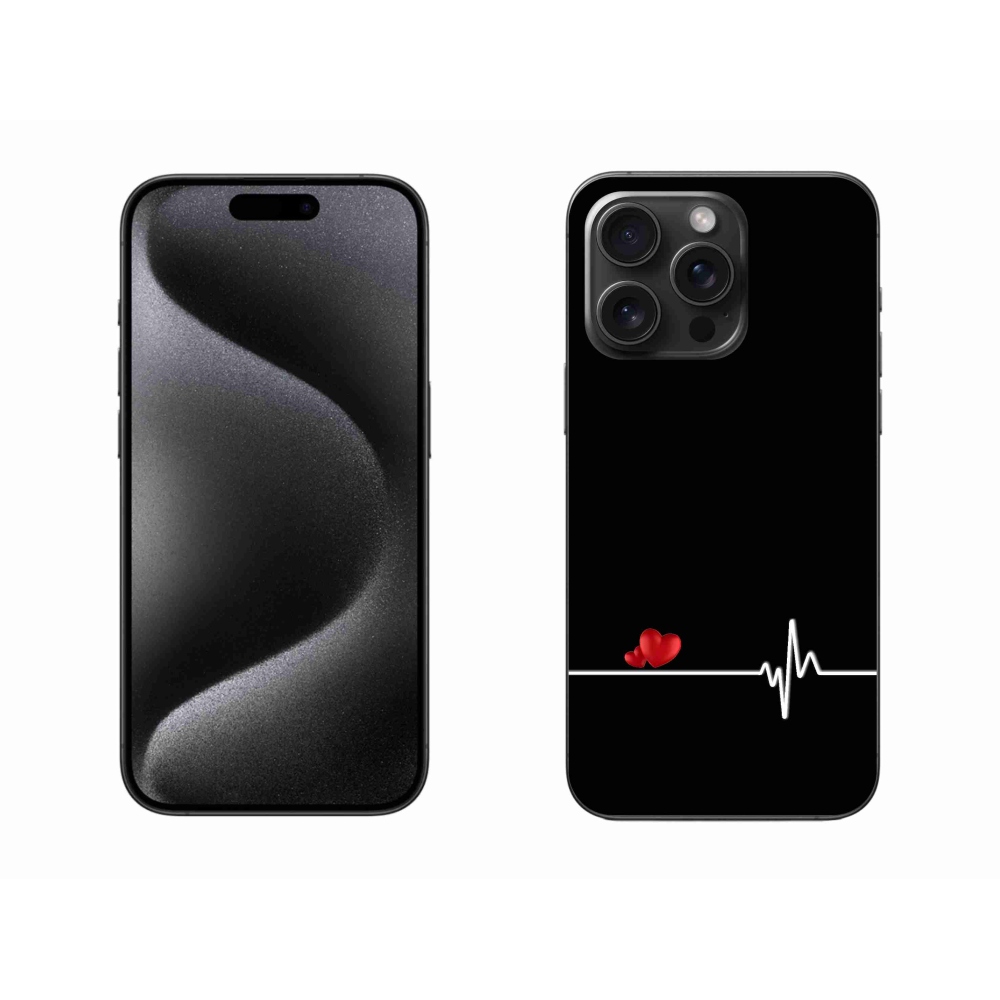 Gelový kryt mmCase na iPhone 15 Pro Max - srdce a tep černé pozadí
