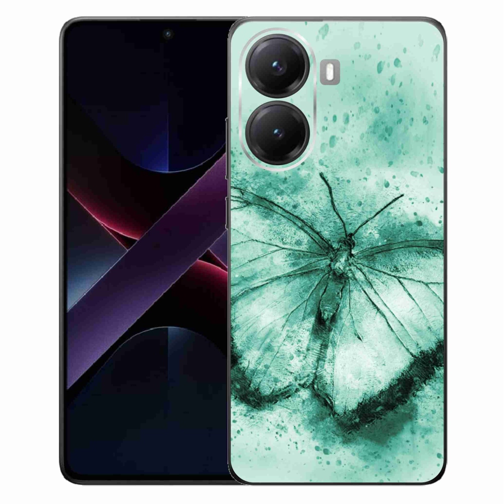 Gelový kryt mmCase na Xiaomi Poco X7 Pro 5G - zelený motýl