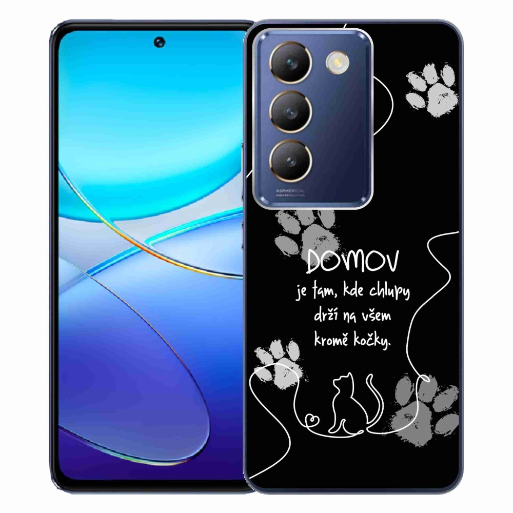 Gelový kryt mmCase na Vivo V40 SE 4G/5G - kočičí motiv černé pozadí