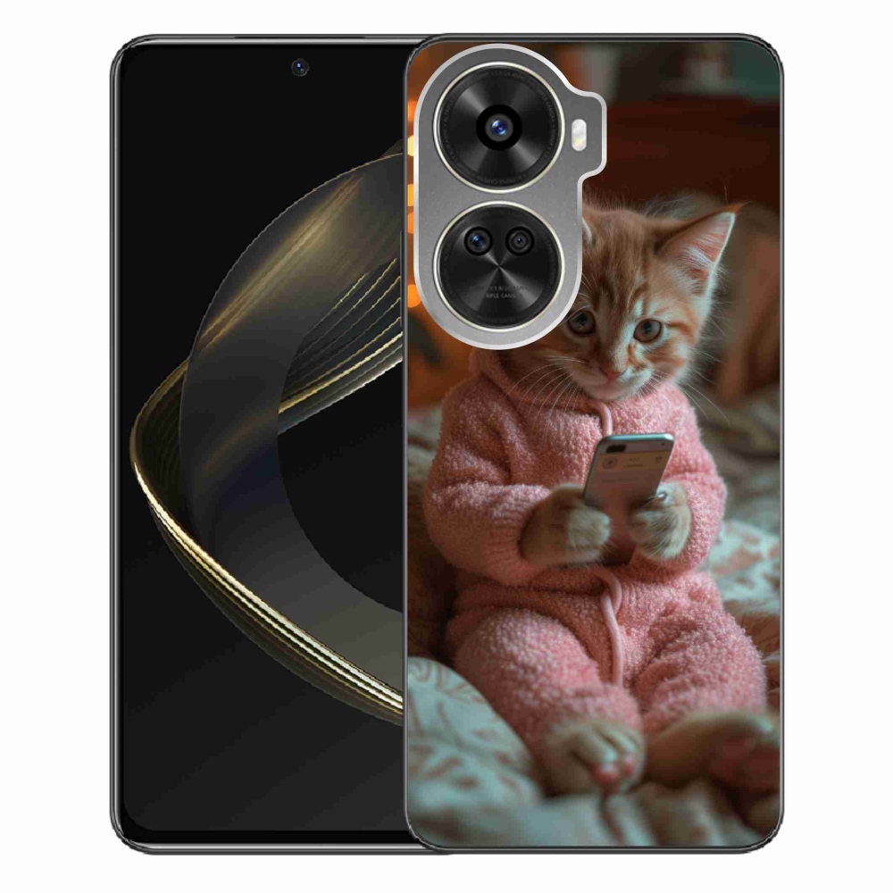 Gelový kryt mmCase na Huawei Nova 12 SE - kotě s mobilem