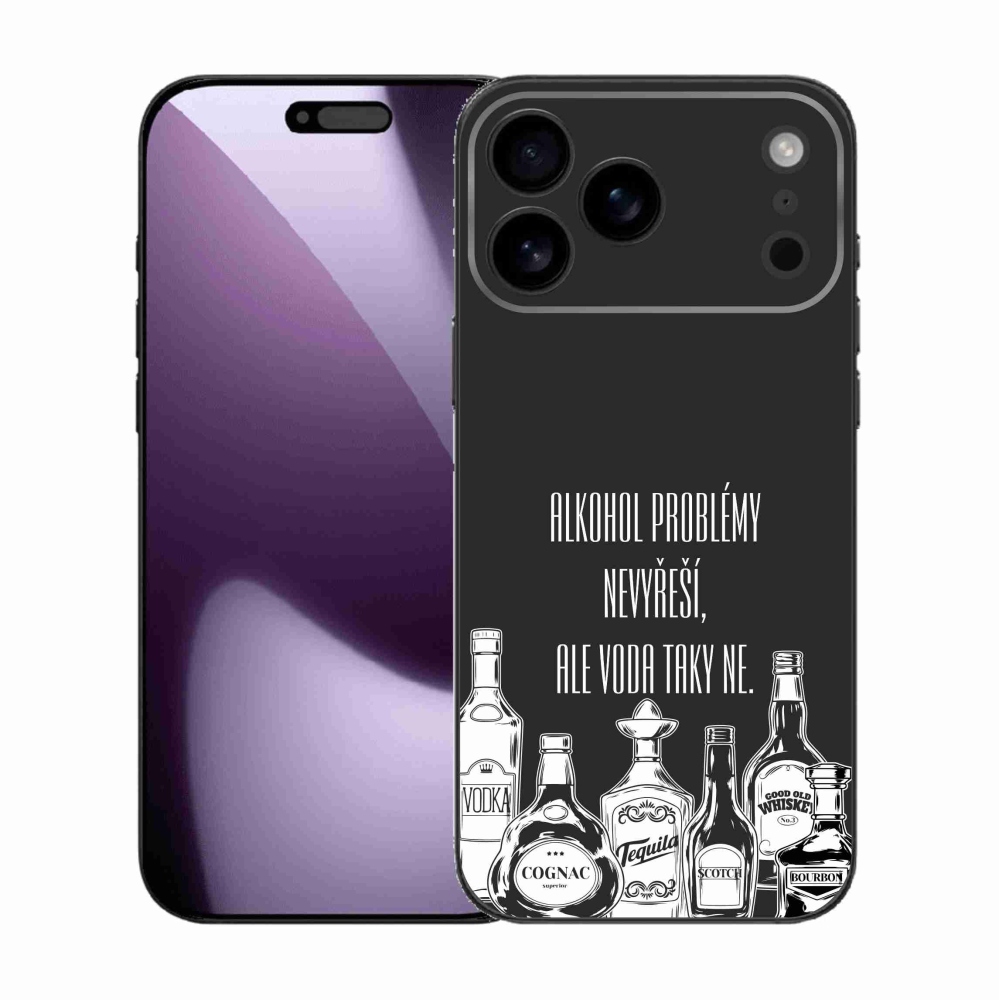 Gelový kryt mmCase na iPhone 17 Pro Max - vtipný text černé pozadí