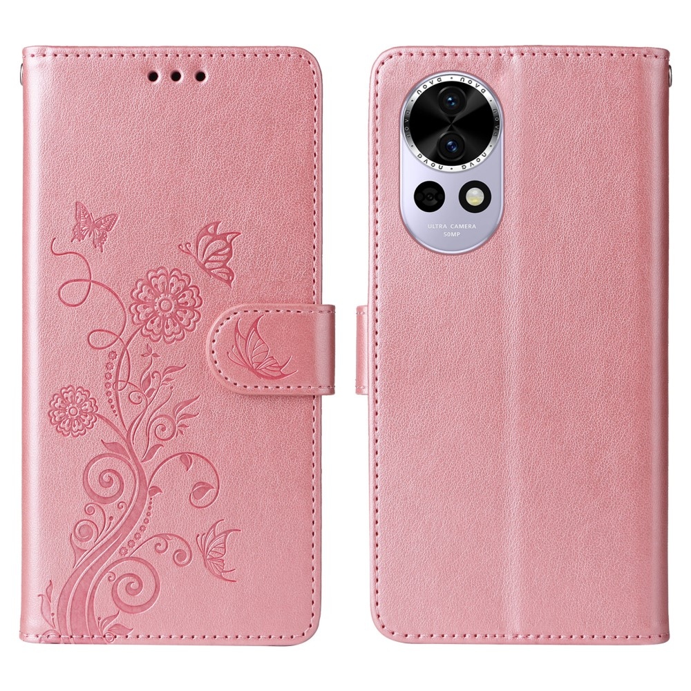 Flowery knížkové pouzdro na Huawei Nova 13 5G - růžové
