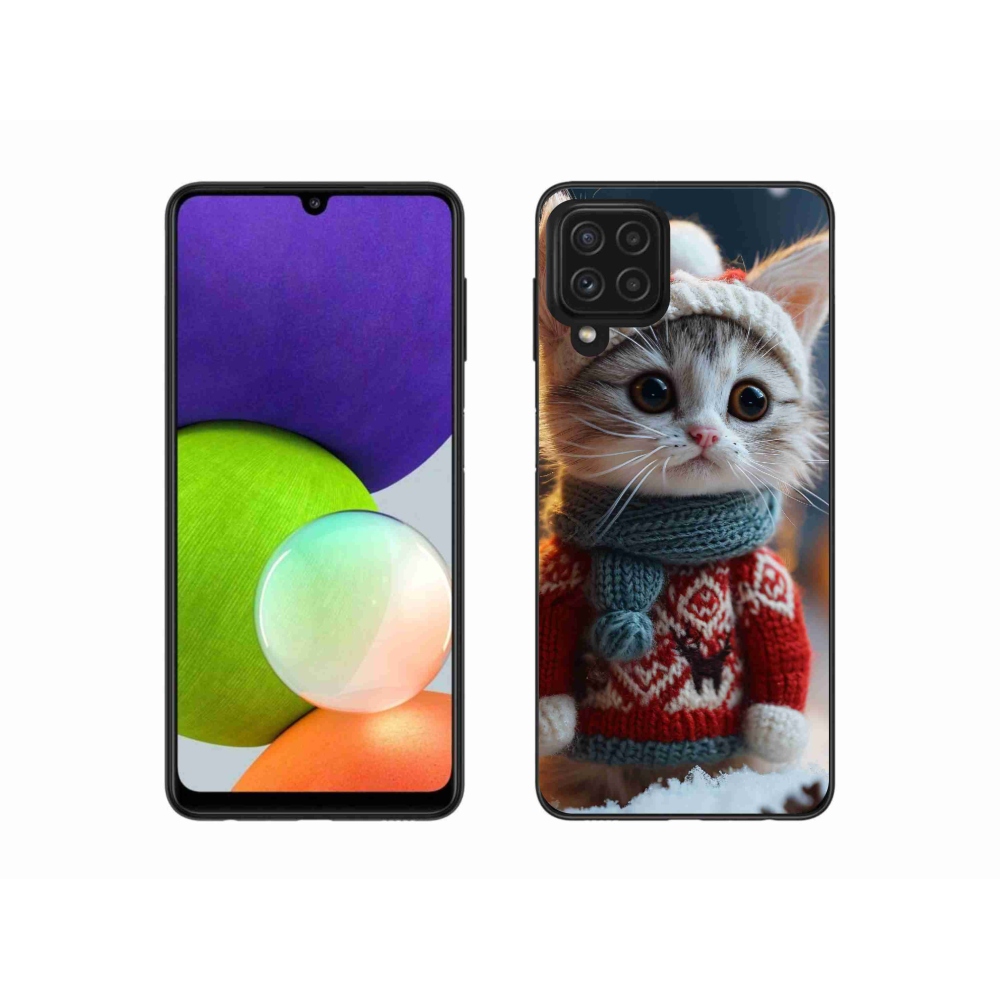 Gelový kryt mmCase na Samsung Galaxy A22 4G - kotě ve svetru