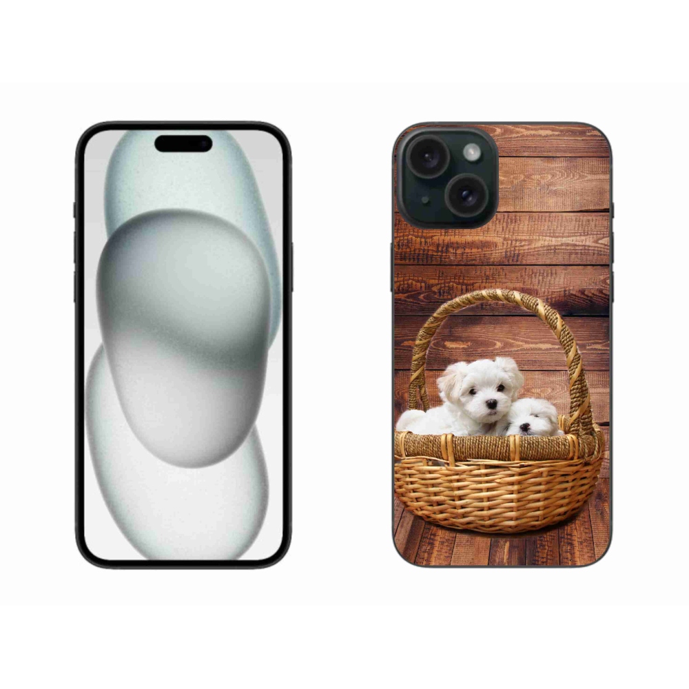 Gelový kryt mmCase na iPhone 15 Plus - štěňátka