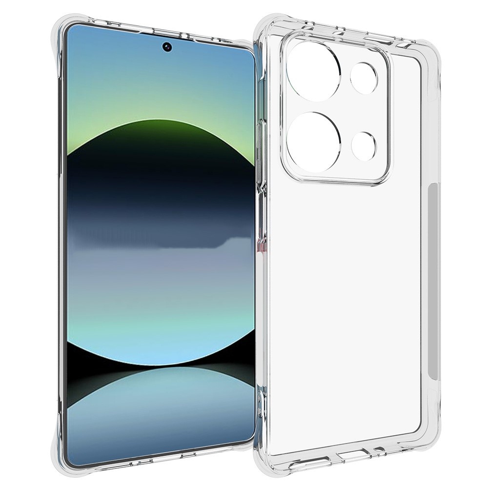 Průhledný gelový obal s vyztuženými rohy na Xiaomi Redmi Note 14S