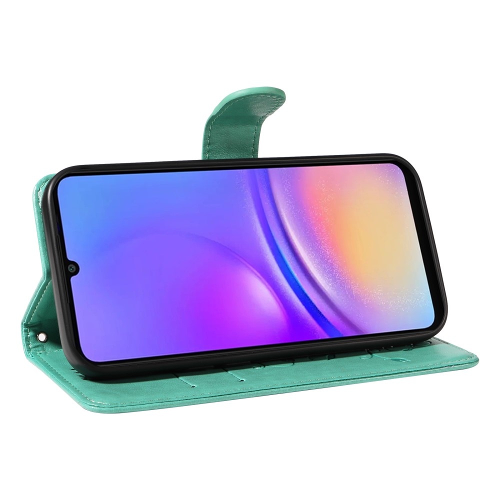 Flowery knížkové pouzdro na Samsung Galaxy A06 4G - modrozelené