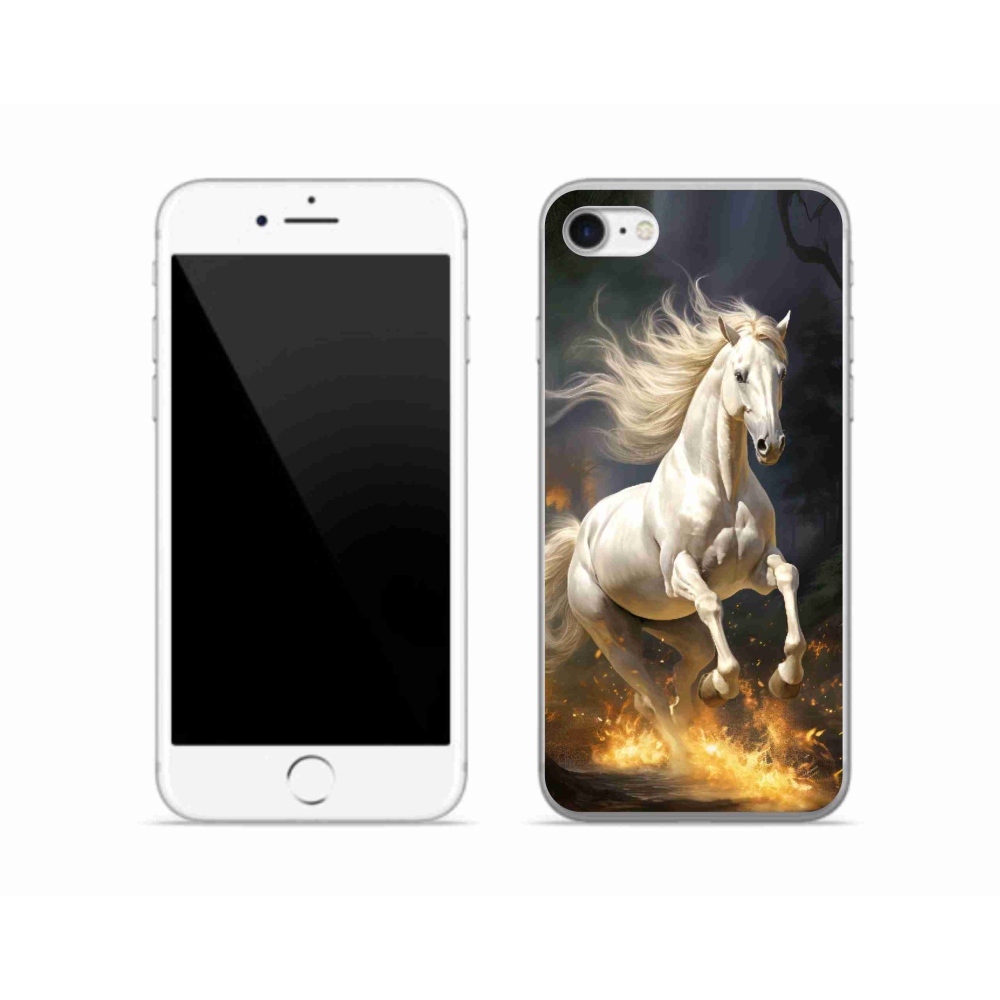 Gelový kryt mmCase na iPhone SE (2020) - bílý kůň 2
