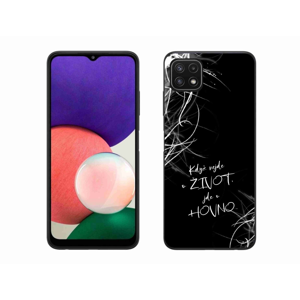 Gelový kryt mmCase na Samsung Galaxy A22 5G - vtipný text 16 černé pozadí